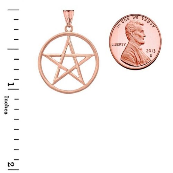 10K Rose Gold Satin Finish Pentagram Pendant
